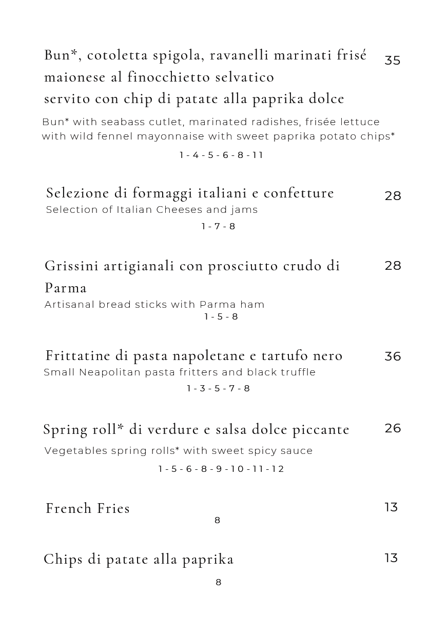 Bar Vittoria snacks menu page 3