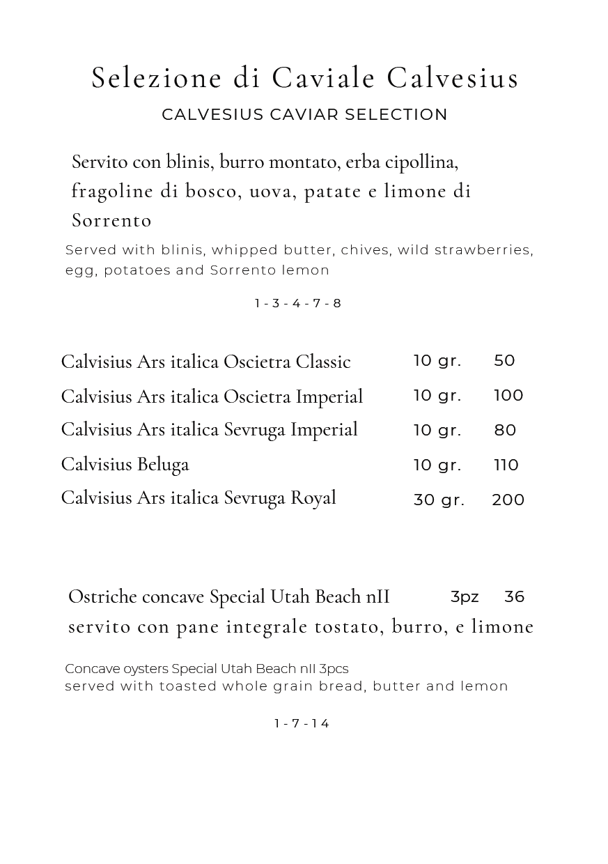 Bar Vittoria snacks menu page 4